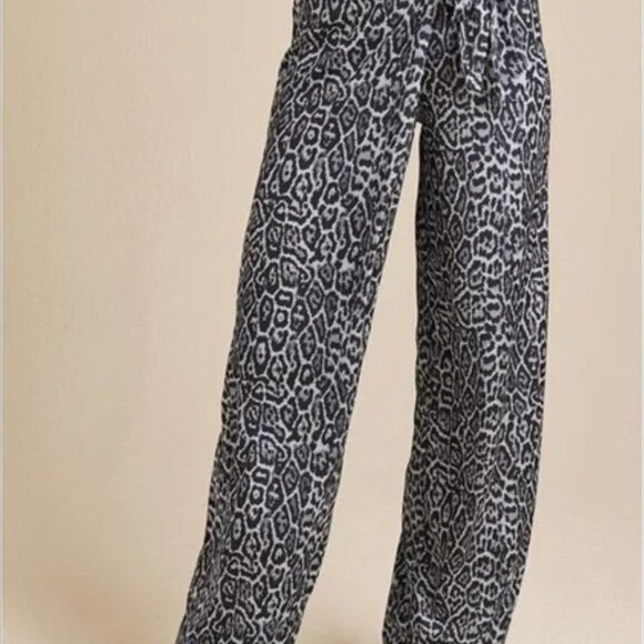 Silver leopard print wrap pant, wide leg Venus Size 10 - Picture 1 of 2